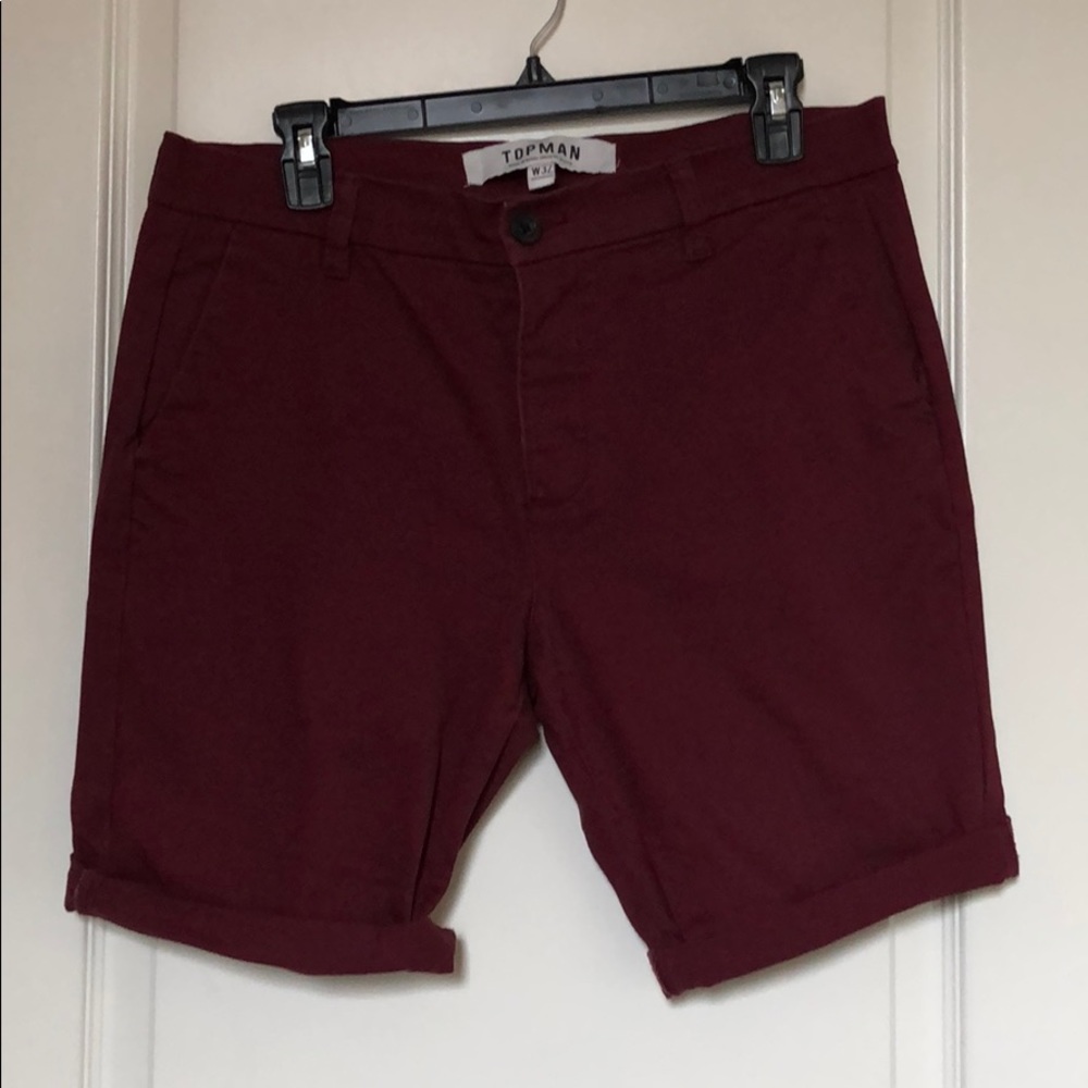 TOPMAN burgundy slim fit shorts size 32